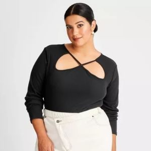 Women's Ribbed Cut Out Neck Bodysuit Future Collective